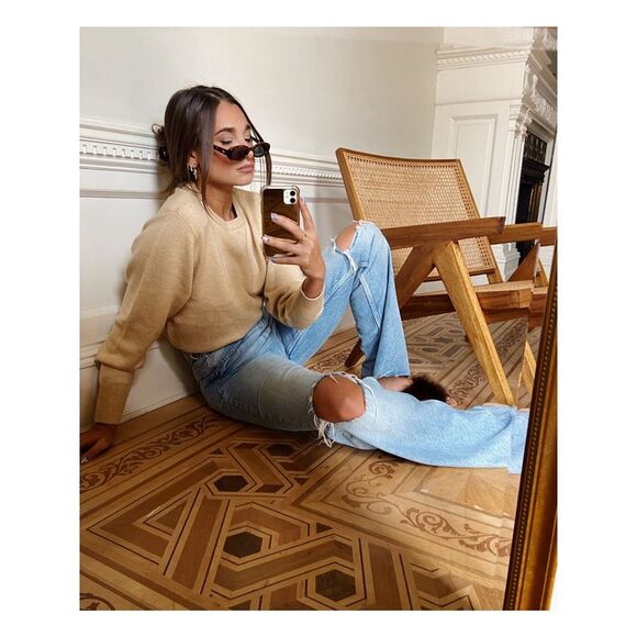 DANIELLE BERNSTEIN Womens Long Sleeve Jewel Neck Sweater - Picture 2 of 2